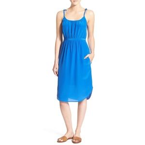 Madewell Tie Strap Silk Midi Dress with Pockets